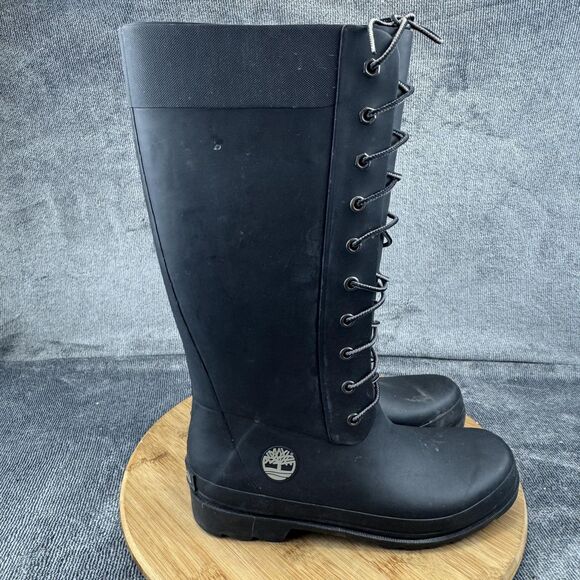 Timberland Shoes - Timberland Boots Womens Size 8 Black Rubber Lace Tall Knee High Rain Waterproof